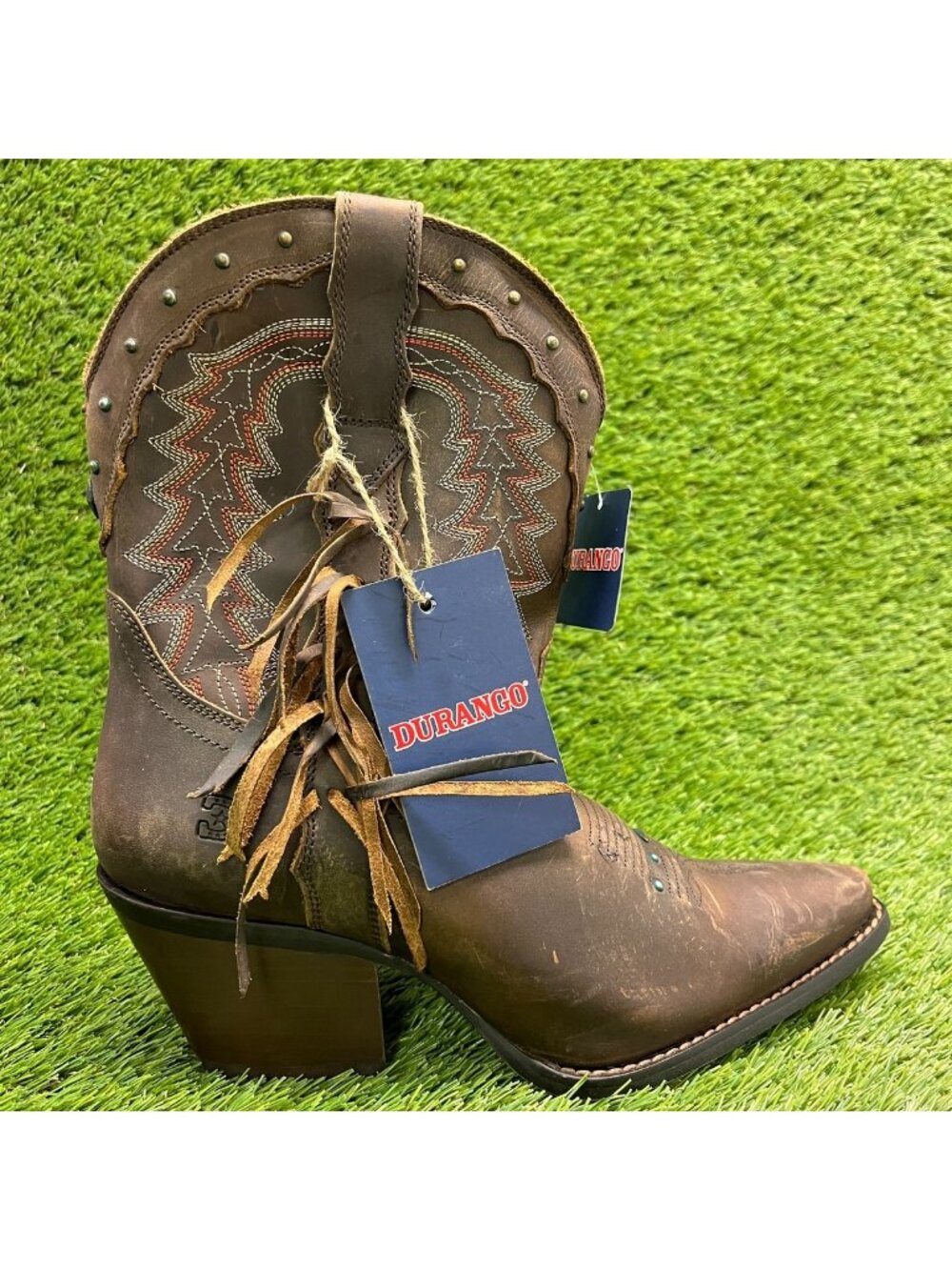 Durango Crush Womens Size 9 Brown Cowgirl Western Snip Toe Zip Up Fashion Boots